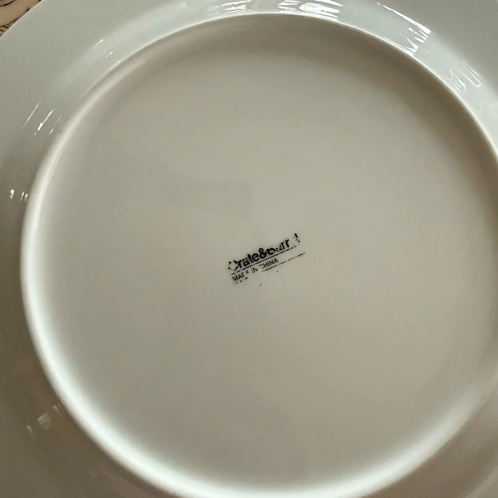 Crate & Barrel White Porcelain Dinner Plates x2